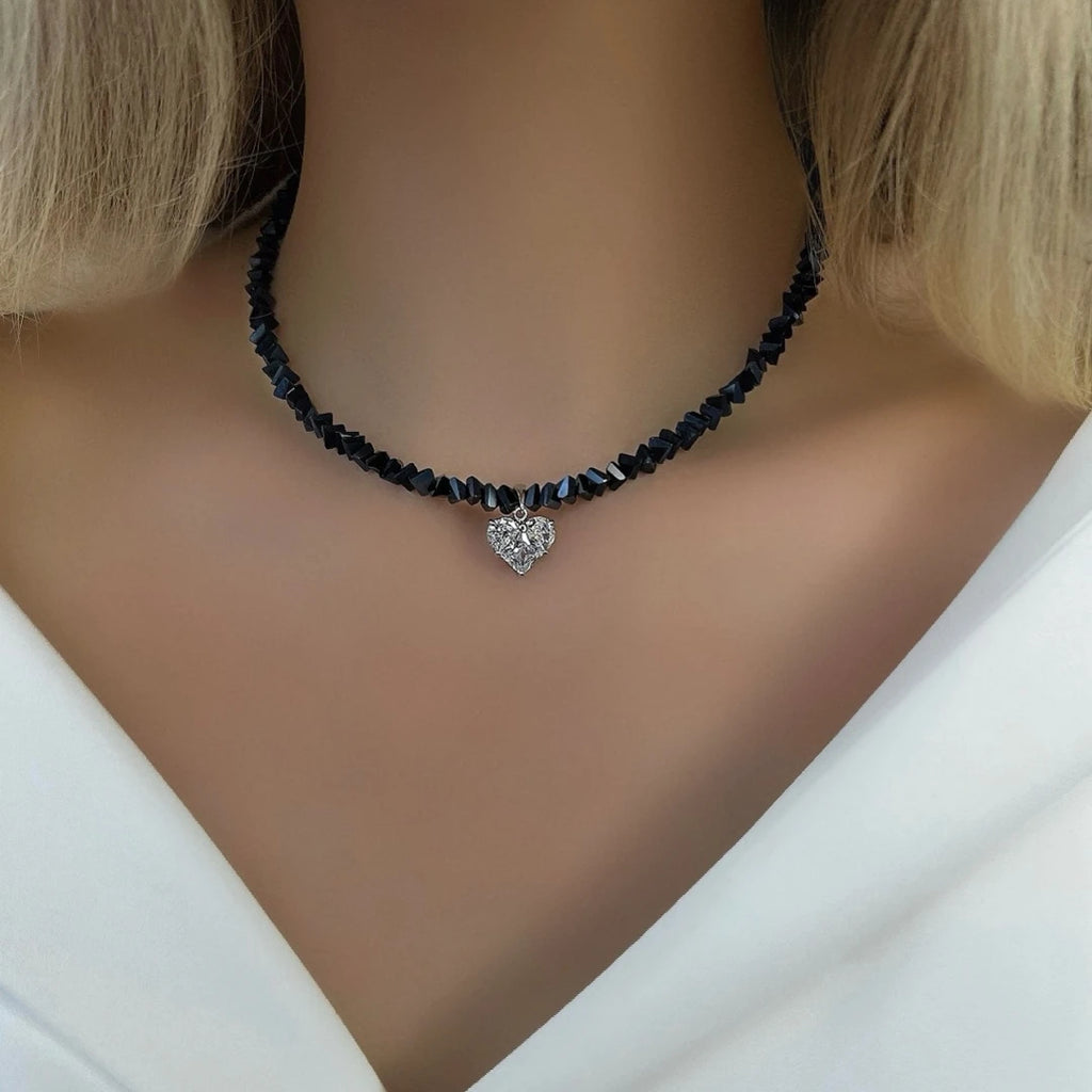 layered heart necklace set: