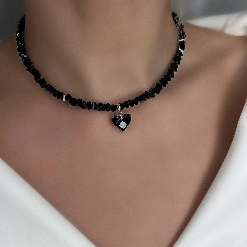 layered heart necklace set: