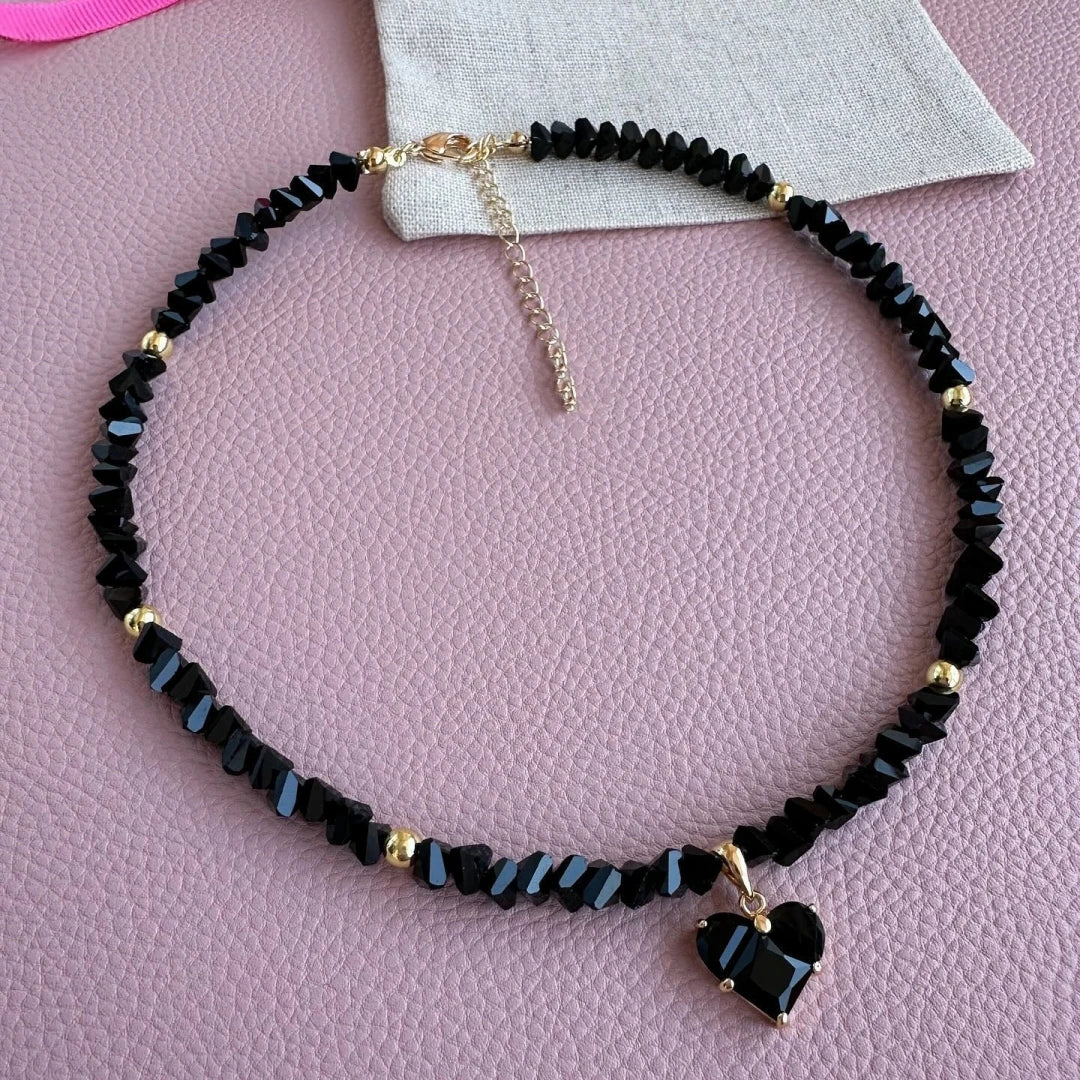 layered heart necklace set: