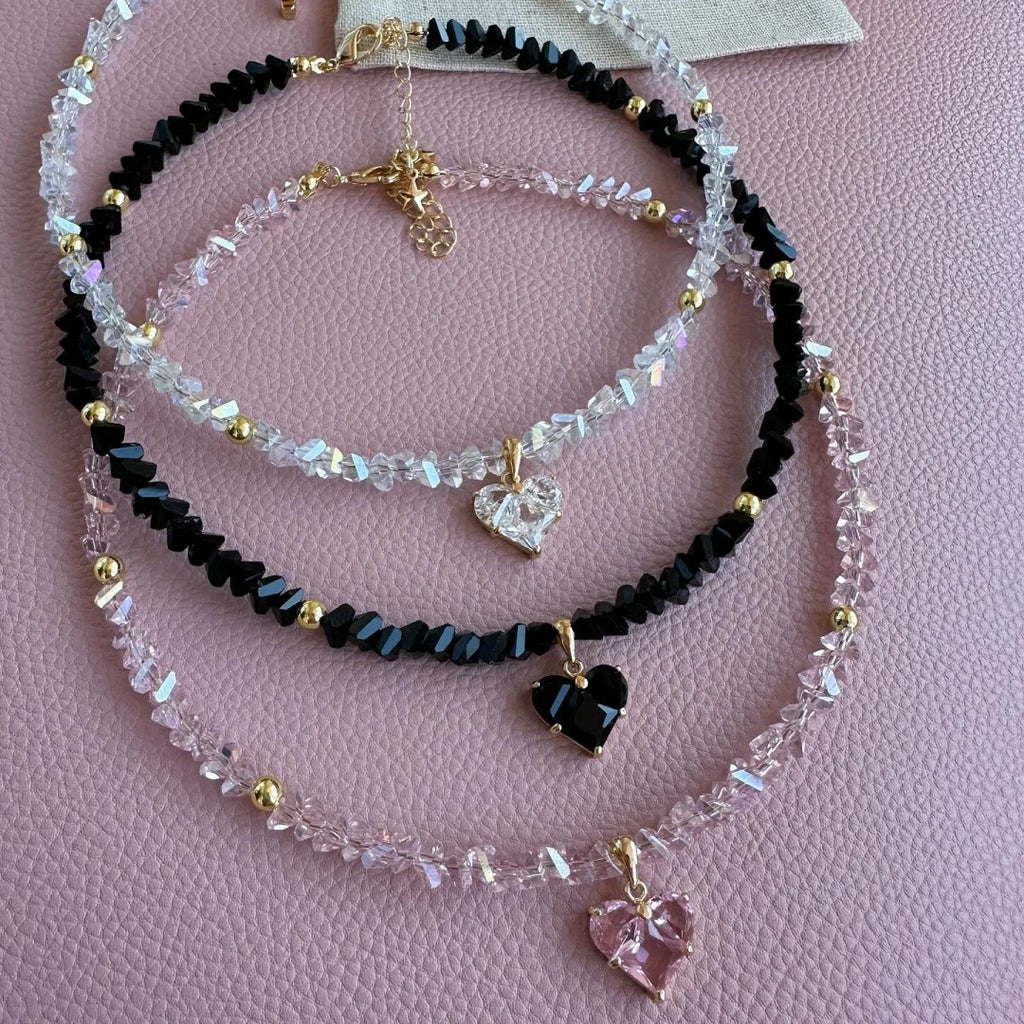 layered heart necklace set: