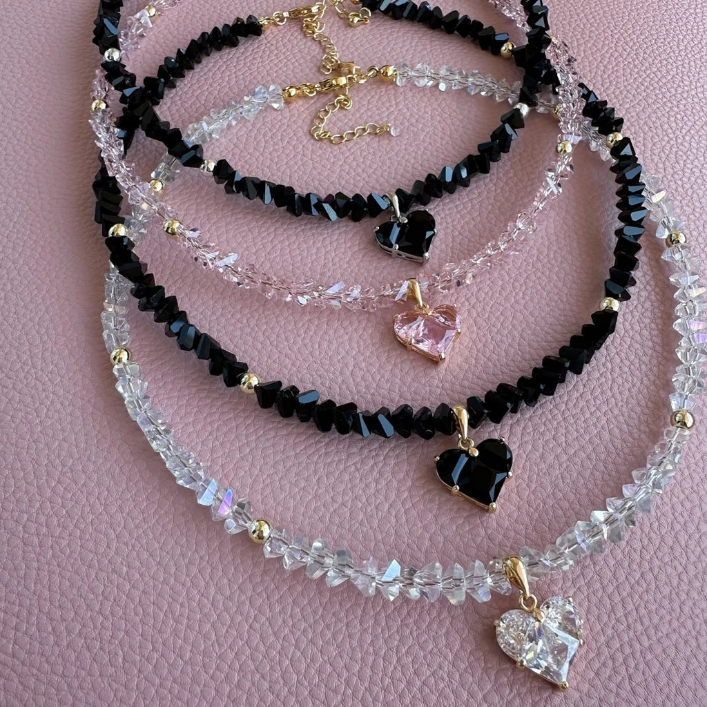 layered heart necklace set: