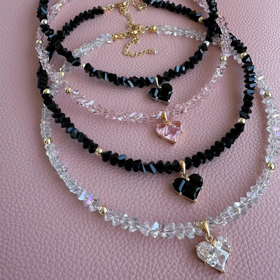 layered heart necklace set: