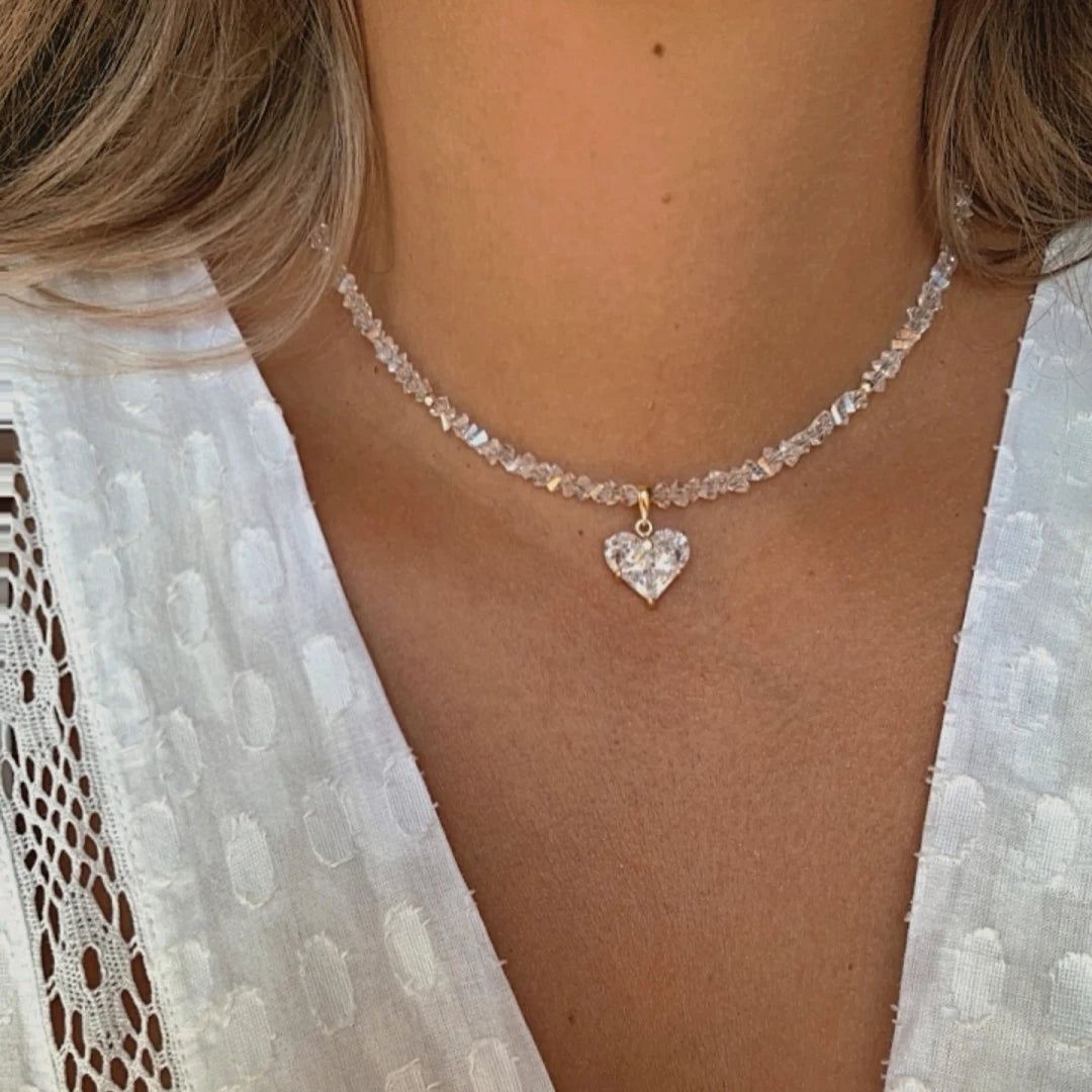 layered heart necklace set: