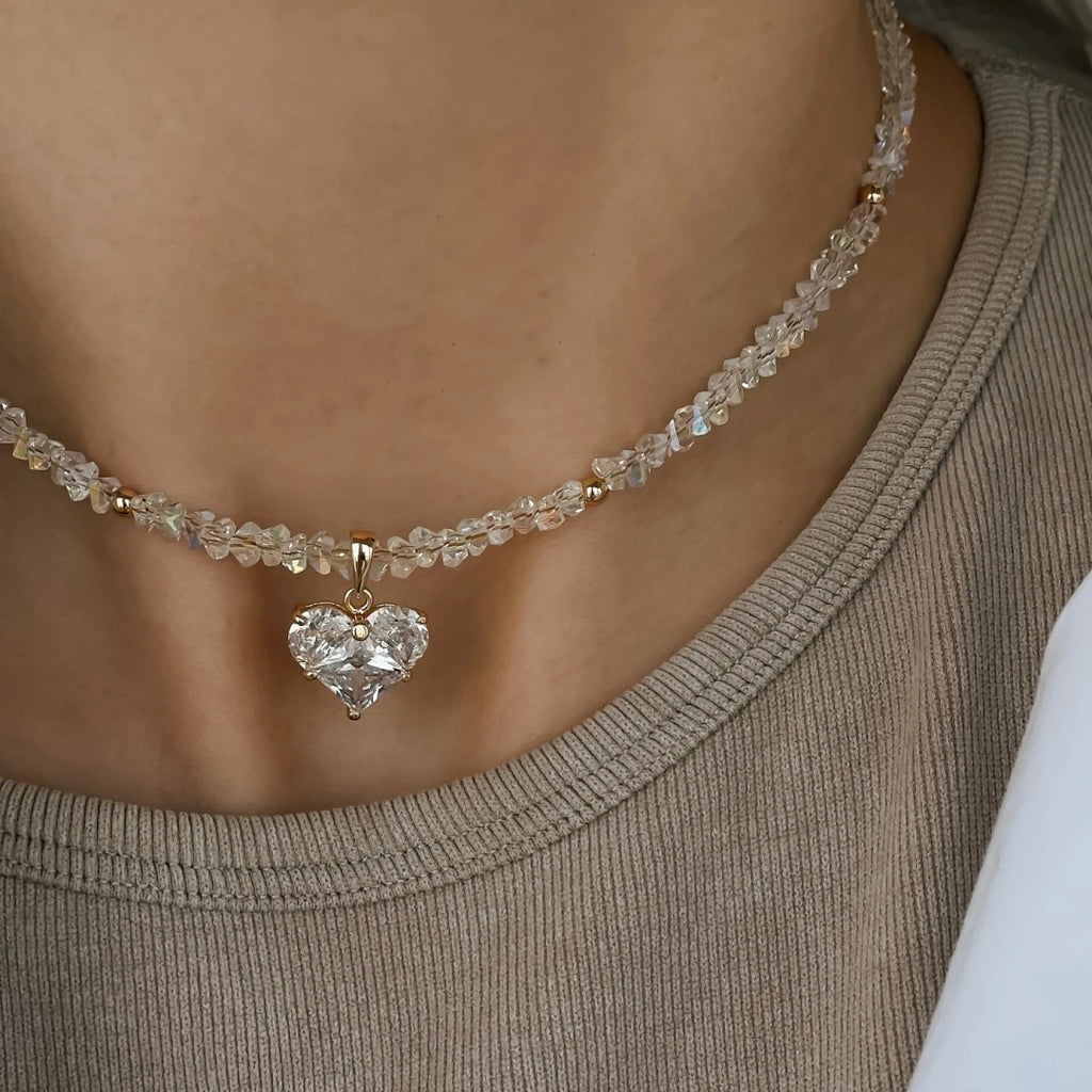 layered heart necklace set: