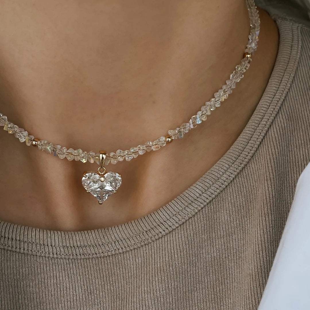 layered heart necklace set: